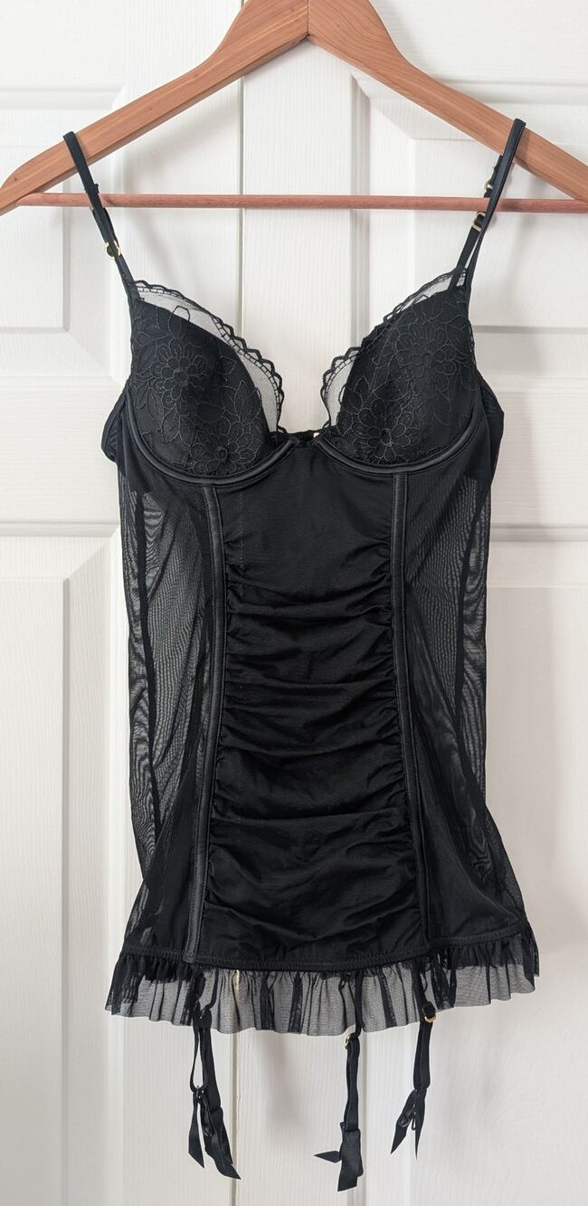 Victoria Secret Very Sexy Black Bustier Teddy Lingerie Top
